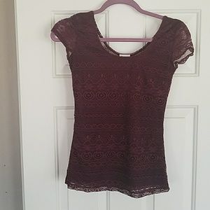 Maroon Garage Crochet Shirt